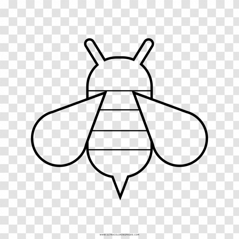 Bee Drawing Coloring Book Line Art - Black And White Transparent PNG
