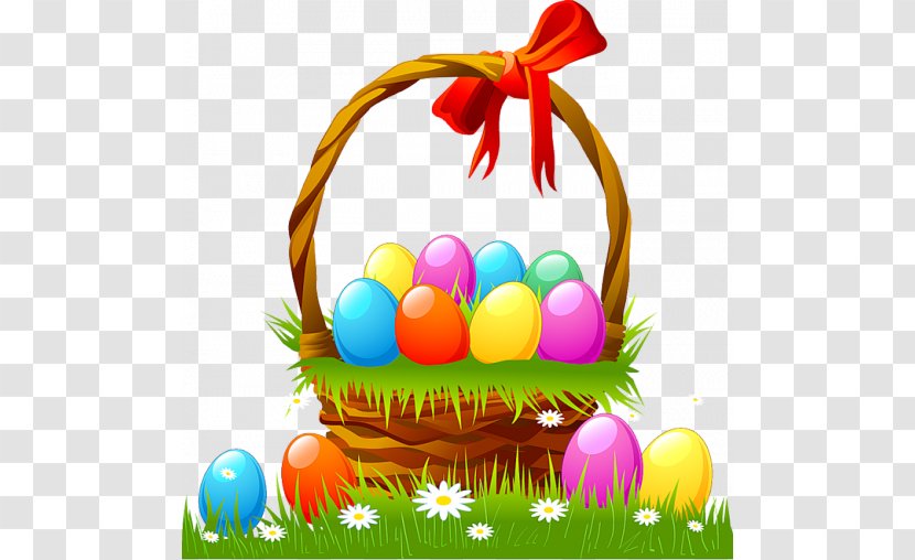 Easter Bunny Egg Basket Clip Art - With Eggs And Grass Transparent PNG