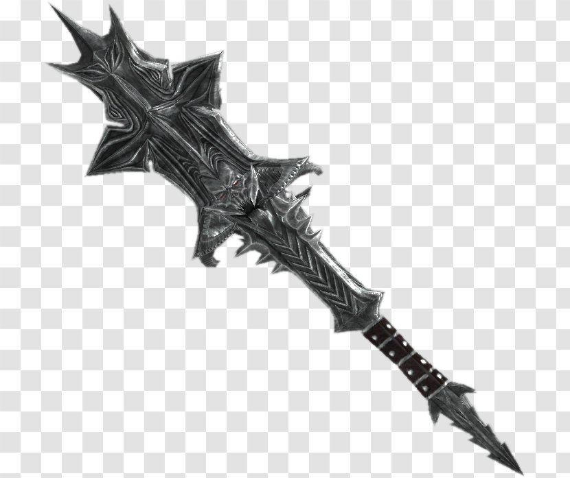 The Elder Scrolls V: Skyrim – Dragonborn Online Mace Weapon Oblivion - Black And White Transparent PNG