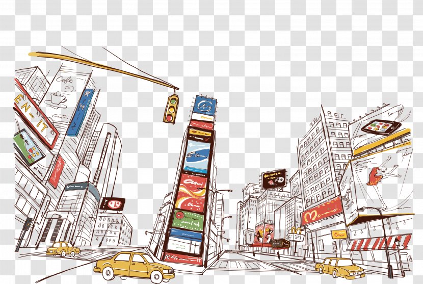 City Graphic Design Illustration - Cartoon - Hand Drawn Business Center Transparent PNG