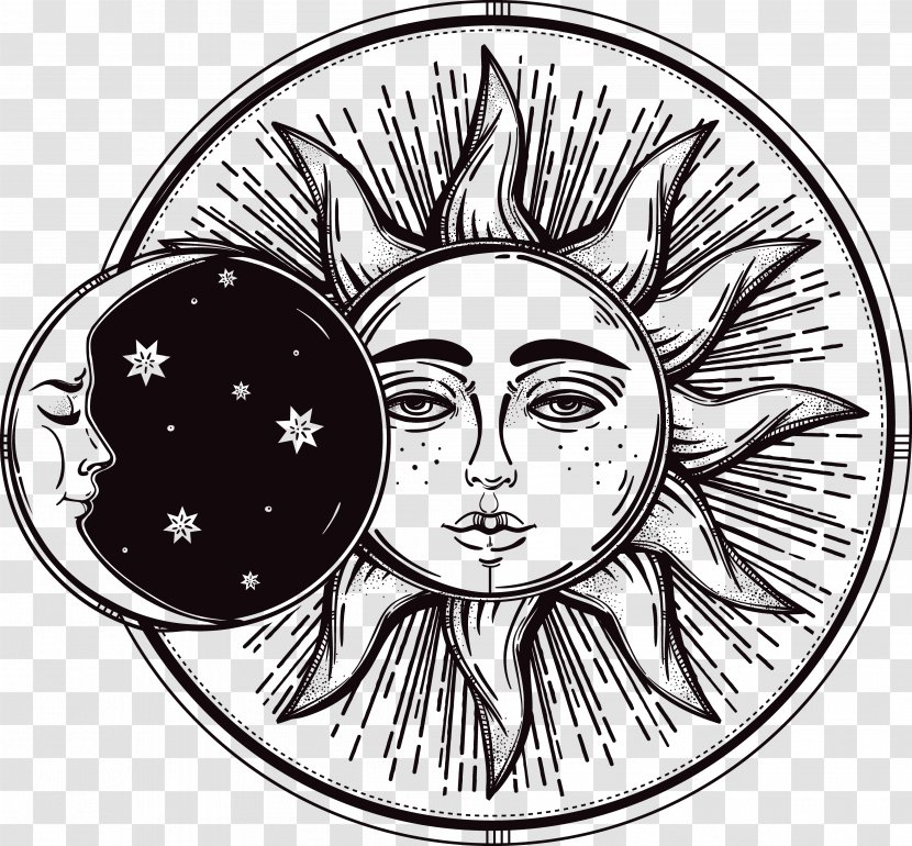 Solar Eclipse Of August 21, 2017 Lunar Drawing - Silhouette - Hand-painted Sun And Moon Transparent PNG