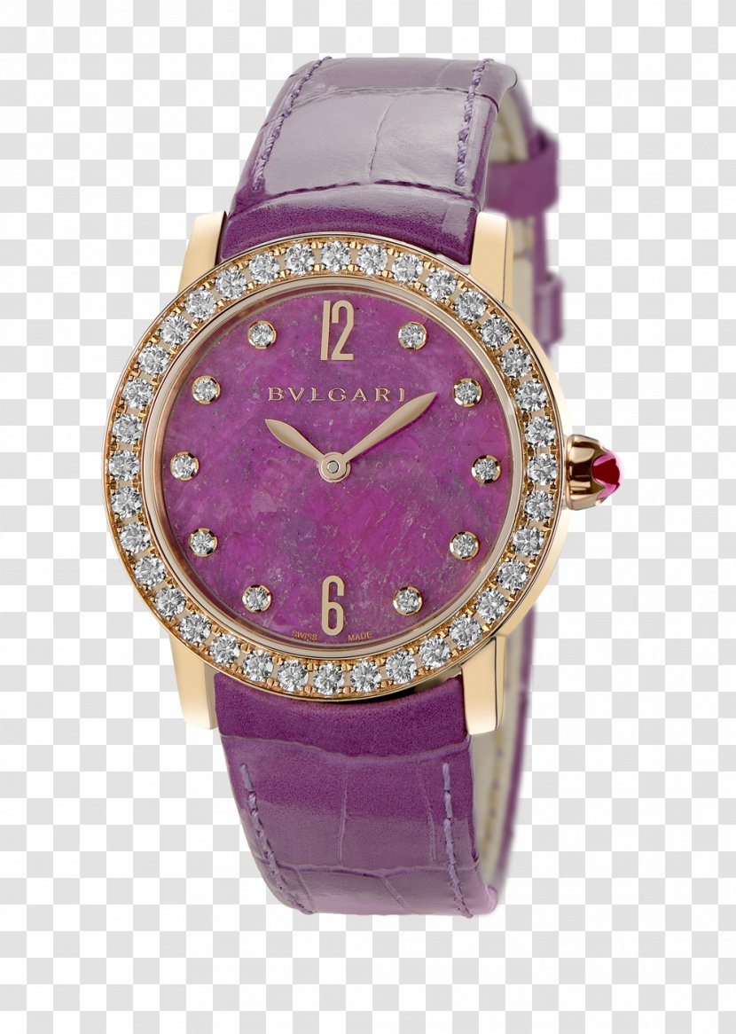 Bulgari Automatic Watch Movement Buckle - Watches Purple Rose Gold Diamond Female Form Transparent PNG