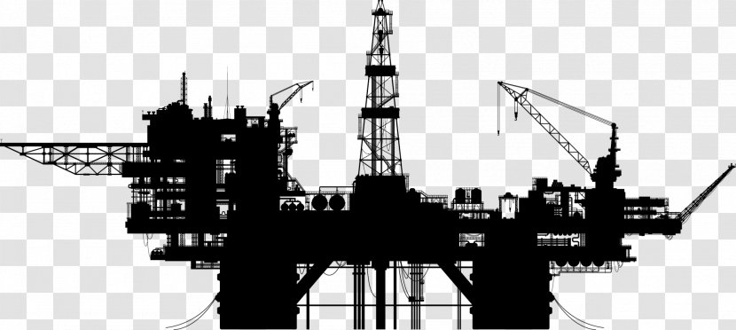 Oil Platform Petroleum Drilling Rig Offshore - Black And White Transparent PNG