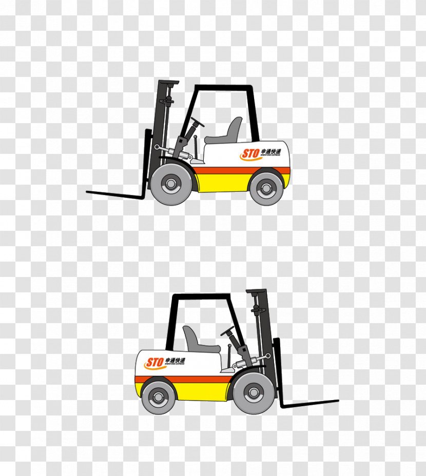 Car Forklift Transport Logistics - Drawing - Delivery Truck Transparent PNG