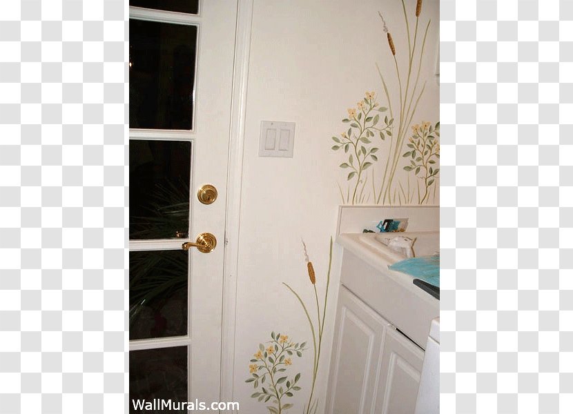 Window Laundry Room Furniture - Shelf - Painted Flowers Transparent PNG