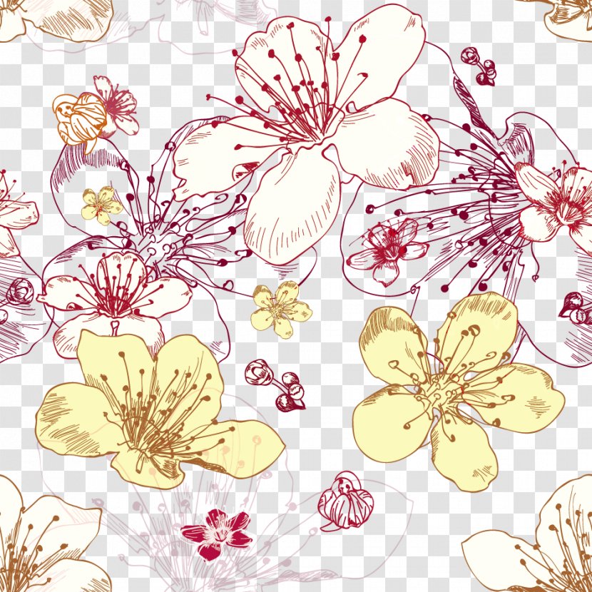 Flower Pattern - Cherry Blossom - Vector Floral Illustration Transparent PNG