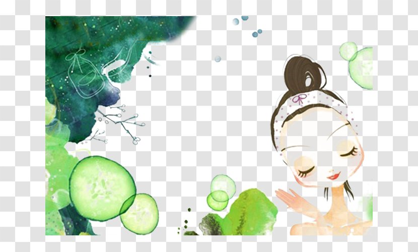 Cartoon Make-up Cosmetology Facial - Bijin - Cucumber Replenishment Beauty Picture Material Transparent PNG