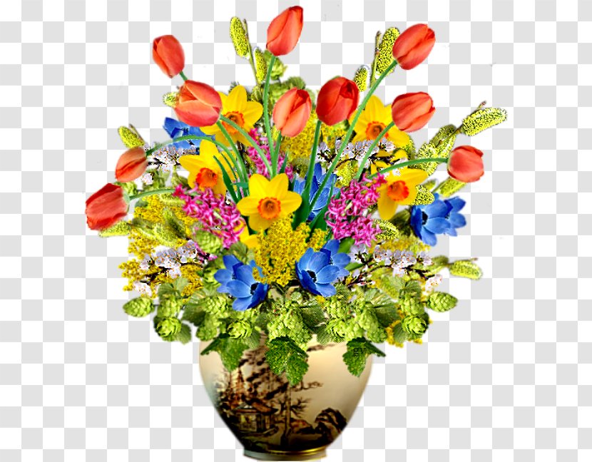 Flowerpot Tulip Vase - Flower - Pot Of Tulips Transparent PNG
