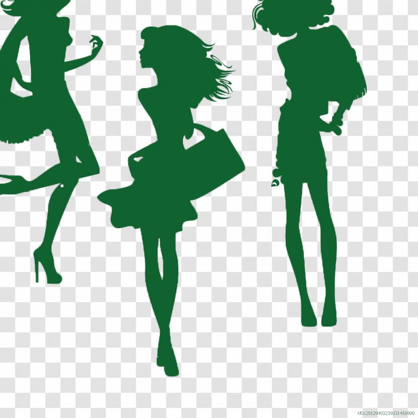 Black And White Cartoon Illustration - Fictional Character - Three Green Woman Decoration Silhouettes Transparent PNG