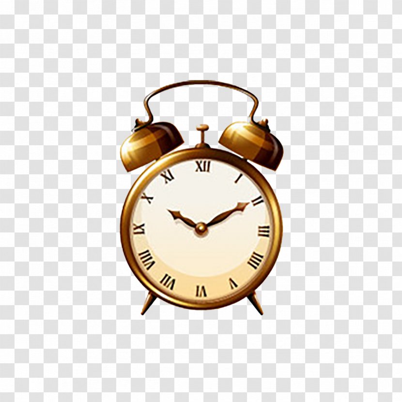 Alarm Clock Clip Art - Wall - Gold Retro Transparent PNG