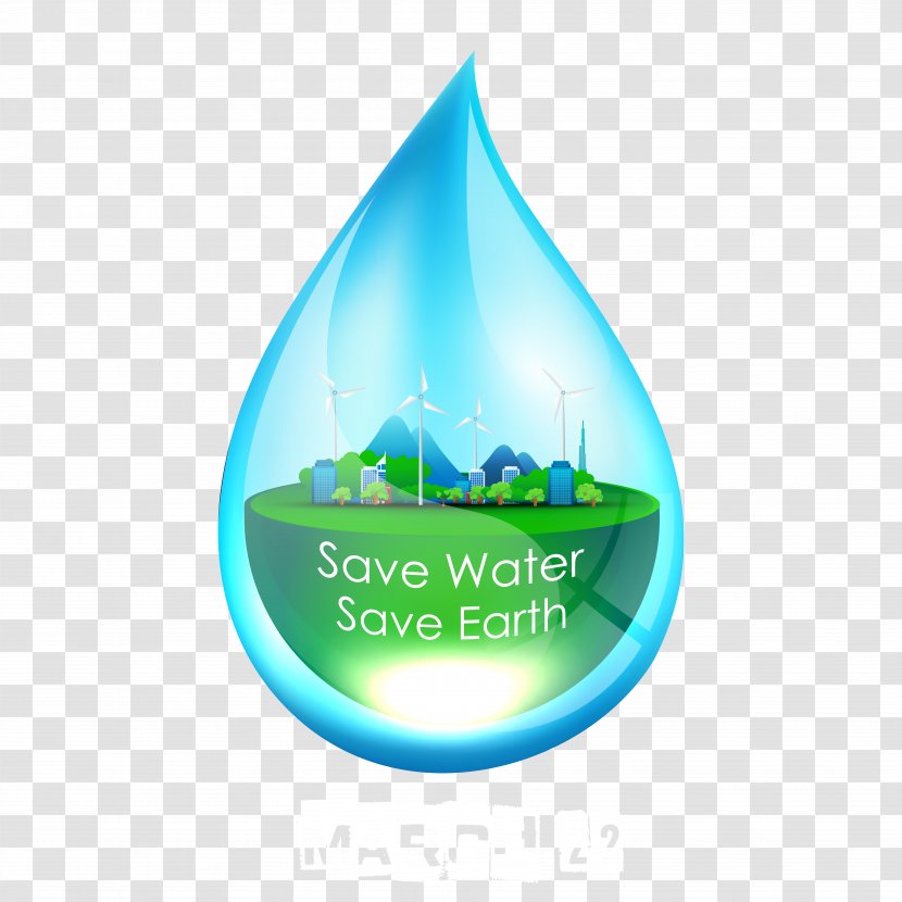 Energy Conservation Water Icon - Environmental Earth With Droplets Transparent PNG