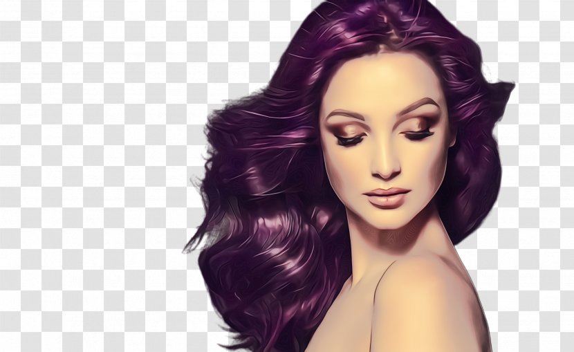 Hair Face Purple Violet Eyebrow - Wig - Forehead Head Transparent PNG