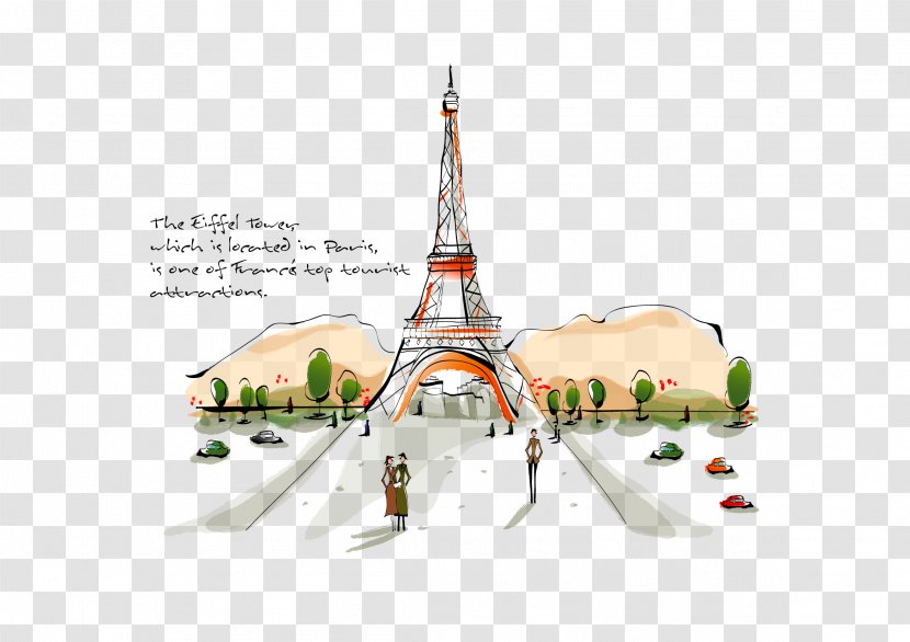 Eiffel Tower Landscape Painting Art - Paint - Free Matting Painted Building Transparent PNG