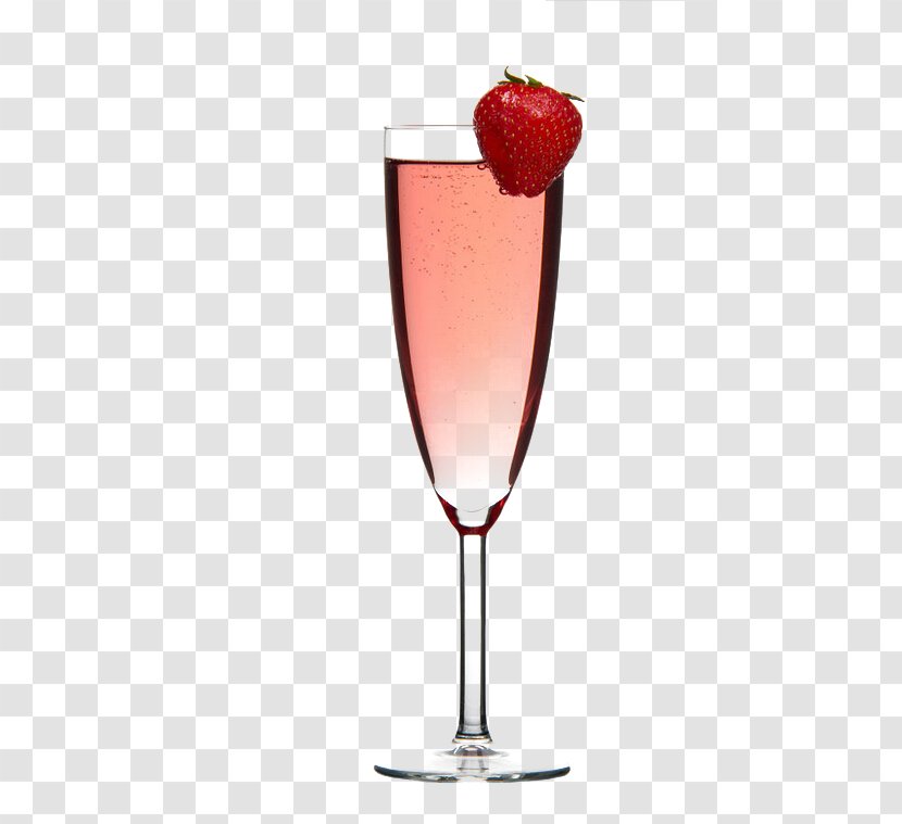 Champagne Cocktail Sparkling Wine Smoothie - Stemware - Red Strawberry Drinks Transparent PNG