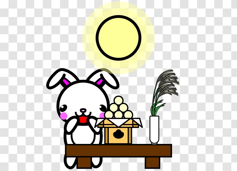 Monochrome Painting Rabbit Tsukimi Black And White Clip Art - Yellow - Rabbits Eat Moon Cakes Transparent PNG