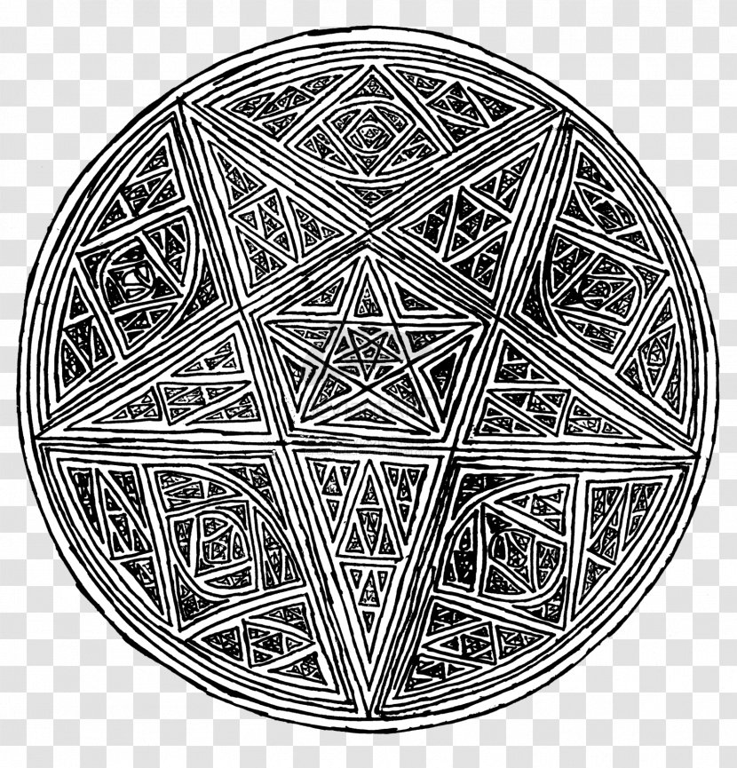 Pentagram Symbol Sacred Geometry Drawing Overlapping Circles Grid - Black And White Transparent PNG