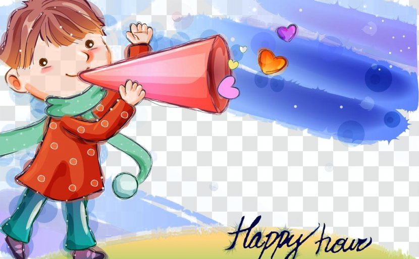 Loudspeaker Cartoon Download - Heart - Take Horn Child Transparent PNG
