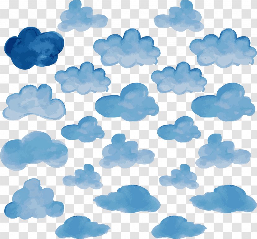 Cloud Sky Blue Euclidean Vector - Vecteur - Watery Clouds Transparent PNG