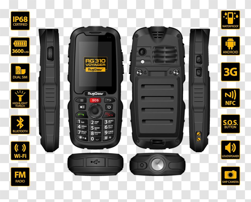 Feature Phone RugGear Ruggear RG310 Smartphone Dual Sim - Mobile Phones Transparent PNG