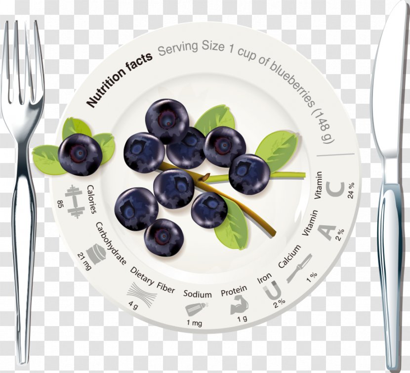 Blueberry Plate Knife European Cuisine Fork - Vector And Cutlery Transparent PNG