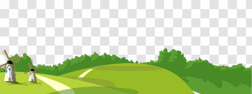 Cartoon Animation - Meadow - Forest Road Background Material Transparent PNG