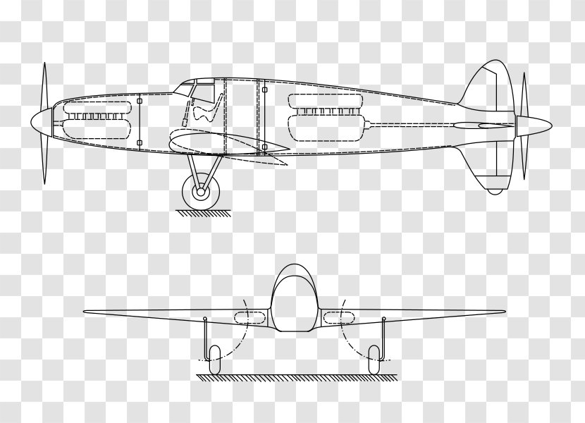 Aircraft Propeller Aerospace Engineering Sketch - Black And White - Push Pull Transparent PNG