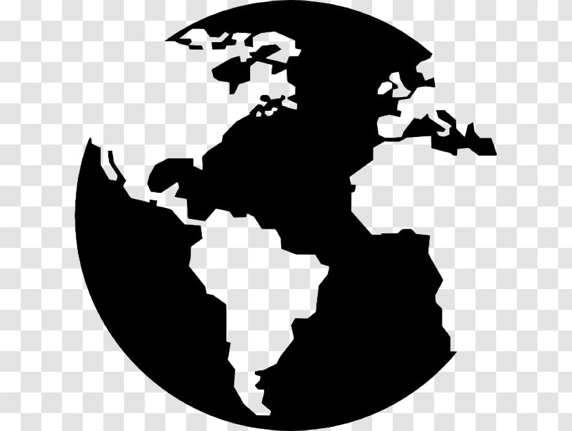 Globe World Map Earth - Black And White Transparent PNG