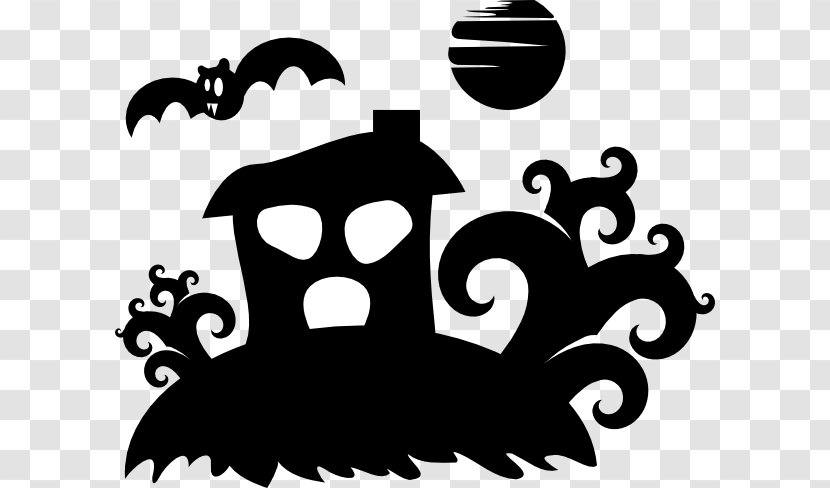 The Halloween Tree Silhouette Clip Art - Black And White - Creepy House Pictures Transparent PNG