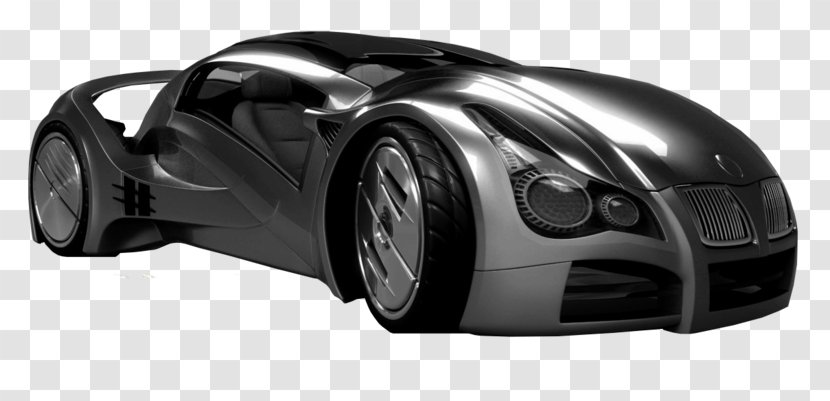 Porsche Police Car Bugatti Type 57 Concept - Black And White Transparent PNG
