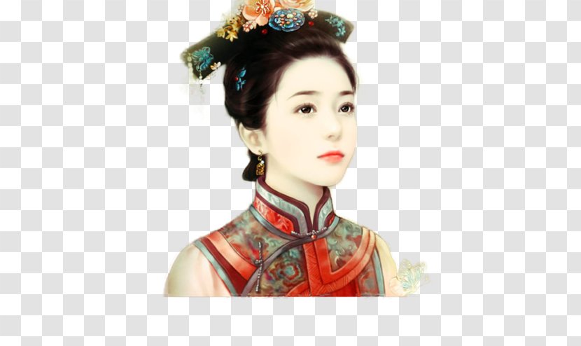Qing Dynasty Baidu Tieba Chinoiserie - Search Engine - Cartoon Ancient Woman Transparent PNG