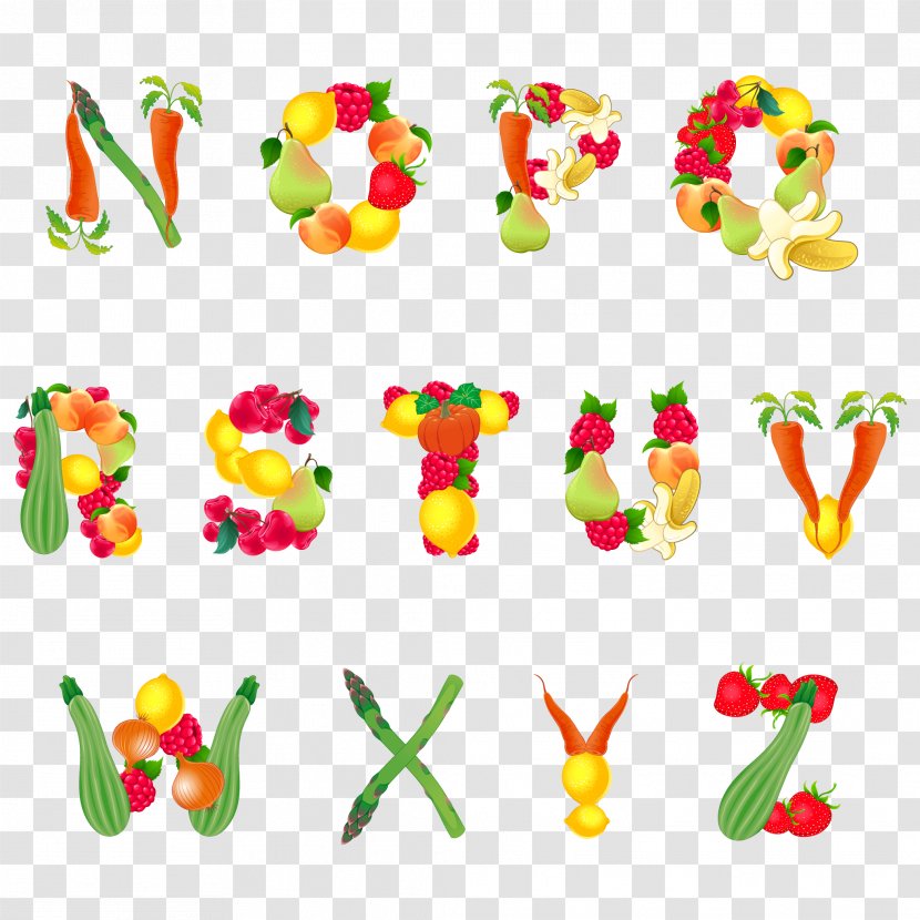Fruit Vegetable Alphabet Letter - Orange - Vector With Fruits And Vegetables Transparent PNG