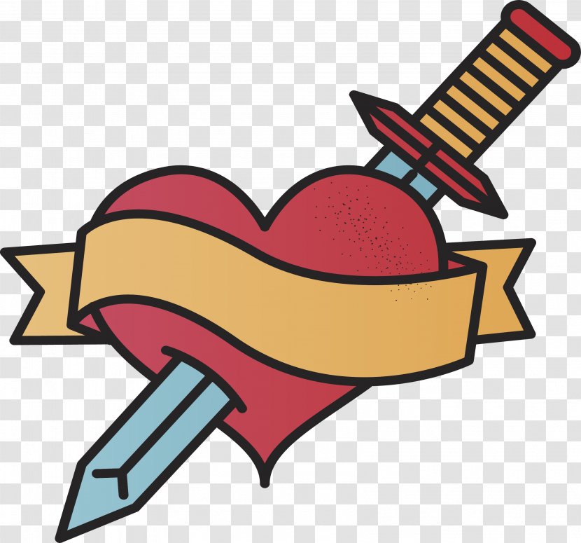 An Arrow Through The Heart Tattoo - Flower - Watercolor Transparent PNG