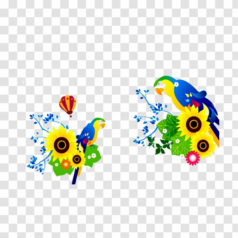 Parrot Bird Graphic Design - Sunflower - Vivid Illustration Transparent PNG