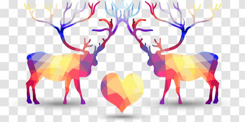 Geometry Geometric Shape Clip Art - Watercolor - Deer Love Vector Transparent PNG