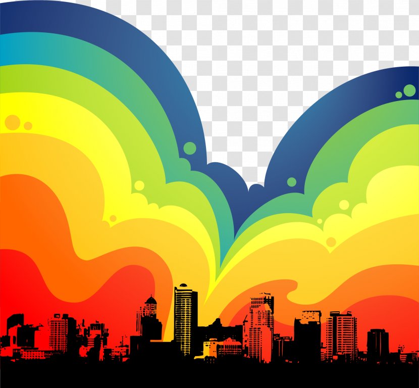 Silhouette Building Clip Art - Coreldraw - Colorful Vector City Transparent PNG