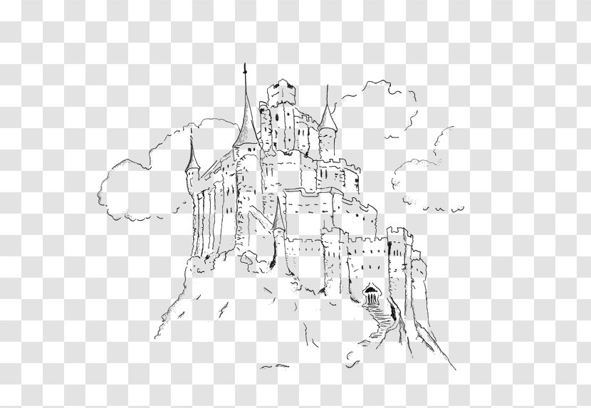 Castle Drawing Line Art Sketch - Cartoon - Hand-painted Transparent PNG
