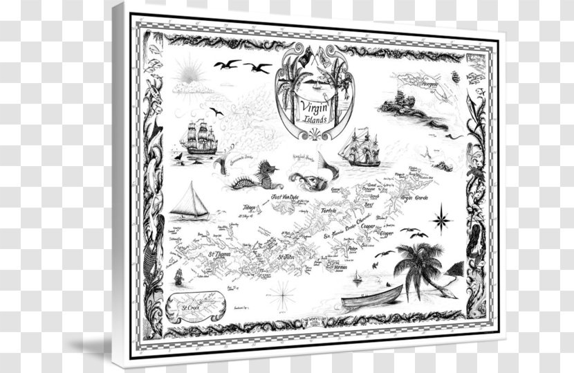 Paper Gallery Wrap Drawing Line Art - Nautical Map Transparent PNG