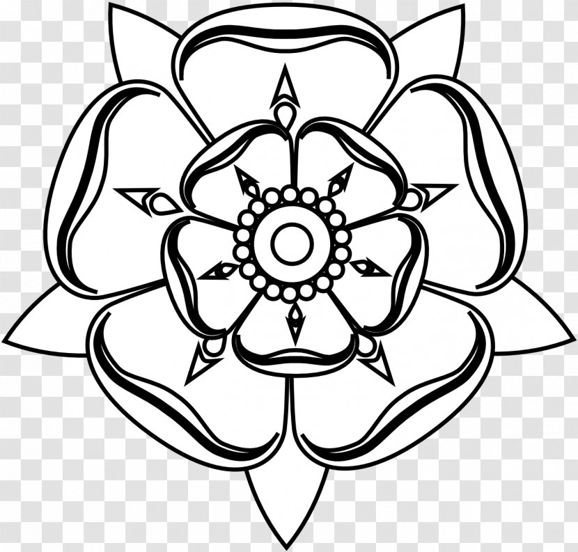 Tudor Rose White Of York Drawing Clip Art - Black And Drawings Transparent PNG