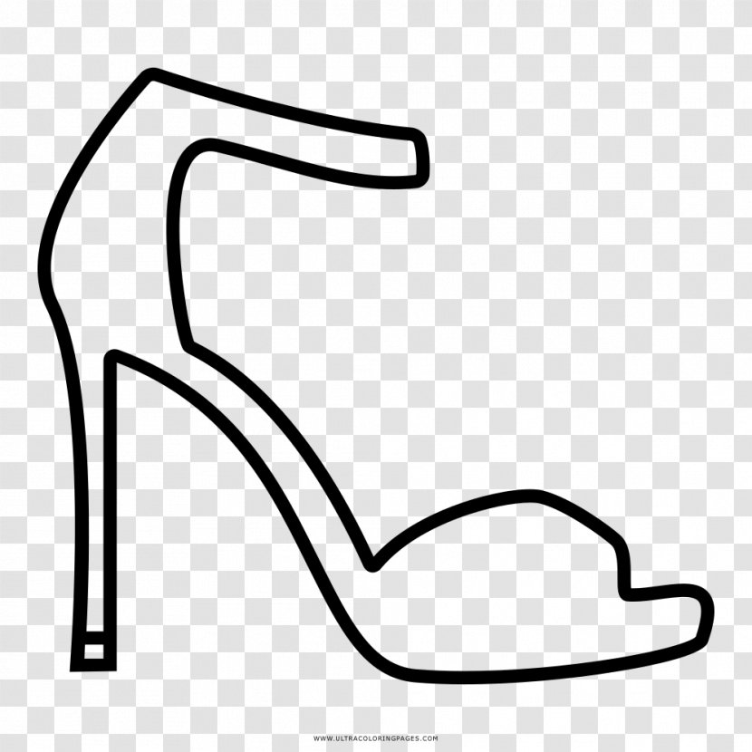 High-heeled Shoe Drawing Coloring Book Absatz Black And White - Sandal Transparent PNG
