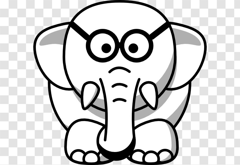 Black And White Clip Art - Flower - Line Drawing Of Elephant Transparent PNG