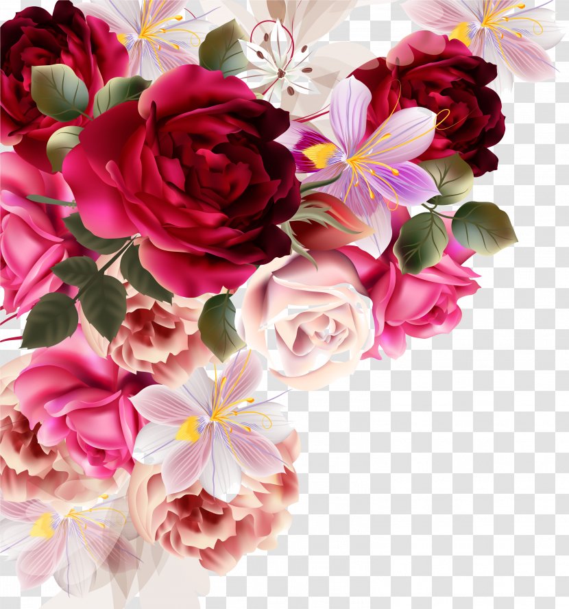 Garden Roses Flower Bouquet Vector Graphics - Arranging - Aidilfitri Background 4k Wallpaper Transparent PNG