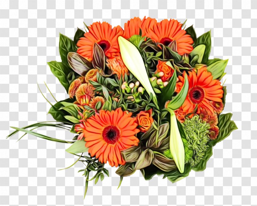 Flower Bouquet Cut Flowers Artificial - Floristry - Orange Transparent PNG