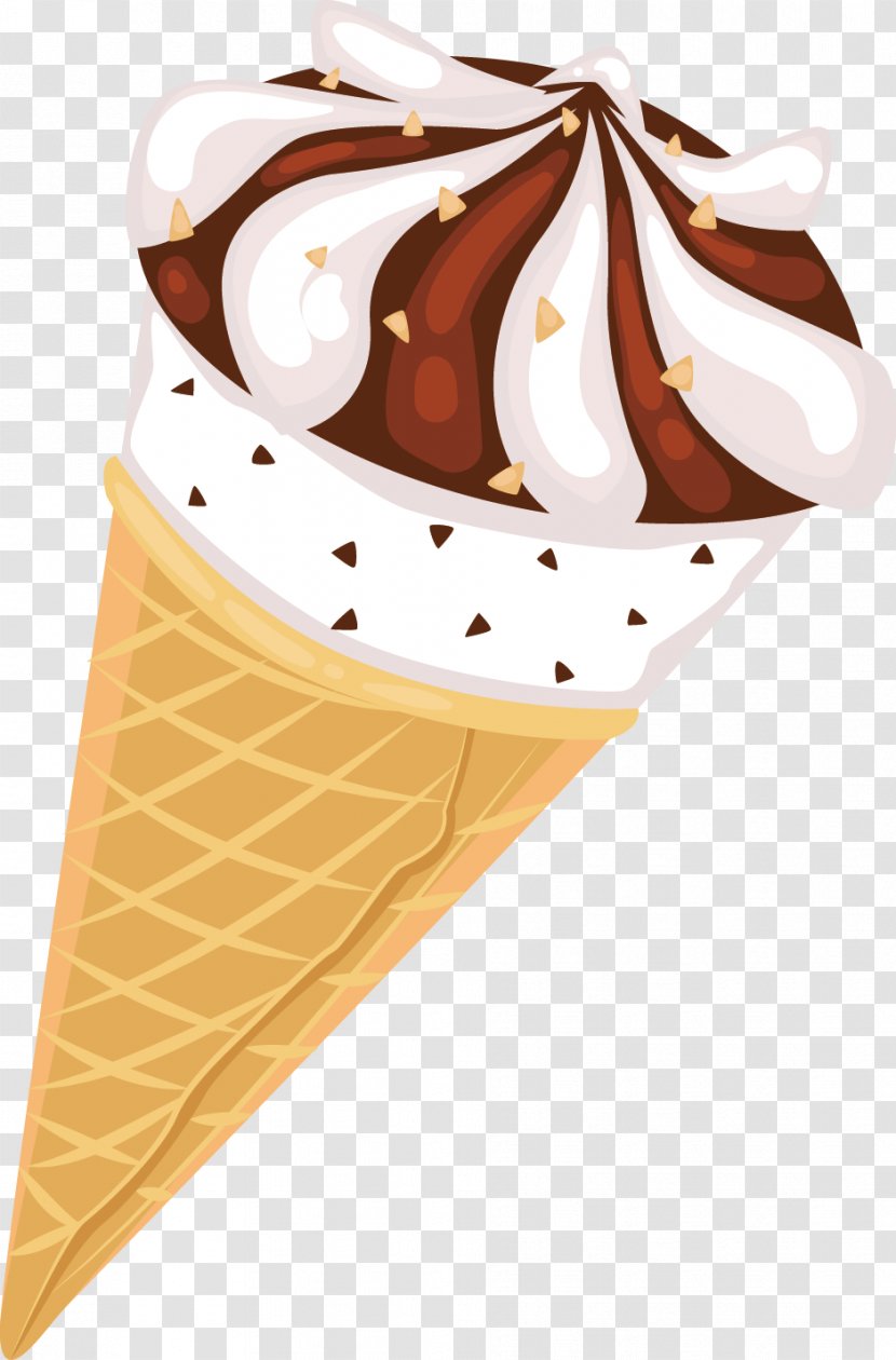 Chocolate Ice Cream Cone Strawberry - Vector Painted Cones Transparent PNG