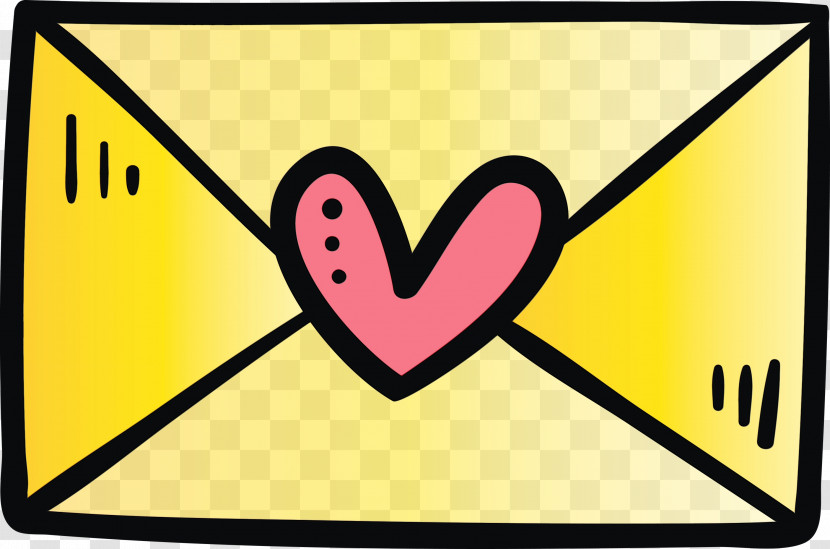 Yellow Line Heart Icon Rectangle Transparent PNG