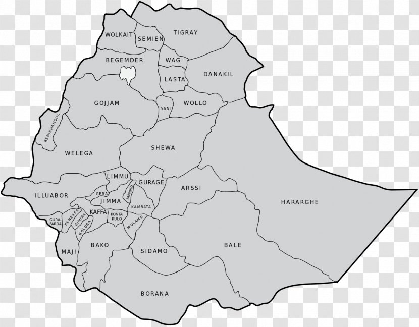 Regions Of Ethiopia Wollo Province Semien People's Democratic Republic - Map Transparent PNG