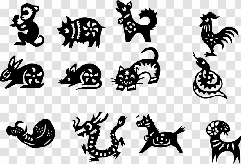 Chinese Zodiac New Year Monkey Dragon Symbol - Monochrome - The 12 Zodiacs Transparent PNG