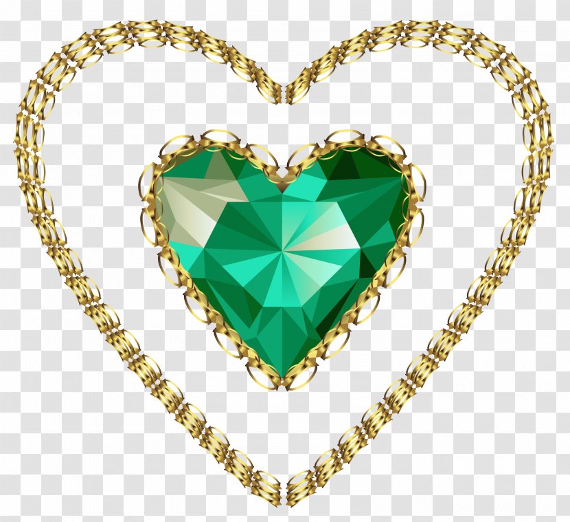 Emerald Clip Art - Necklace - Heart Clipart Transparent PNG