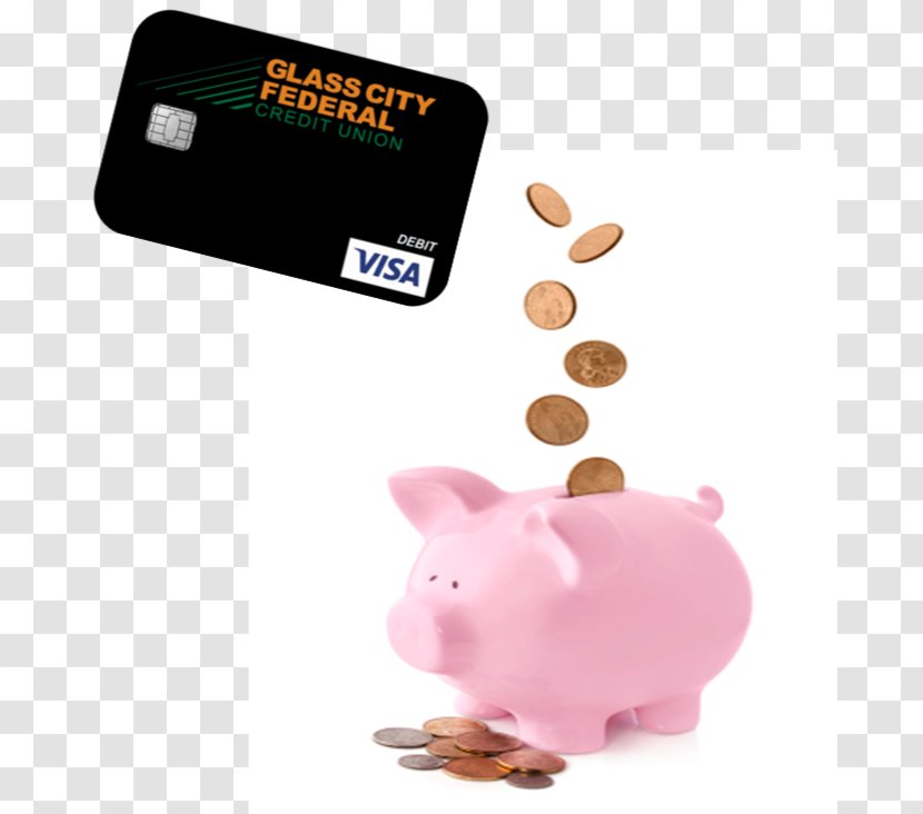 Debit Card Saving Credit Visa - Piggy Bank Transparent PNG