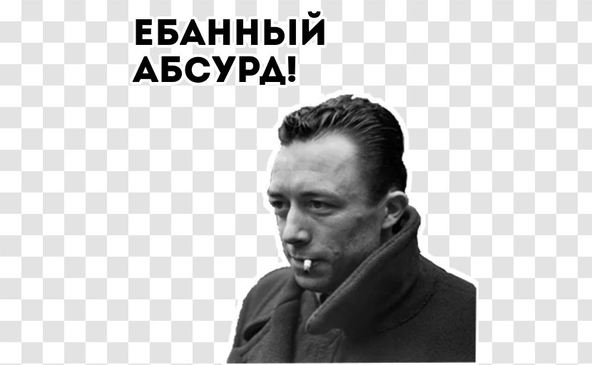 Telegram Sticker Philosophy Desyatki Sect - Black And White - ALBERT CAMUS Transparent PNG