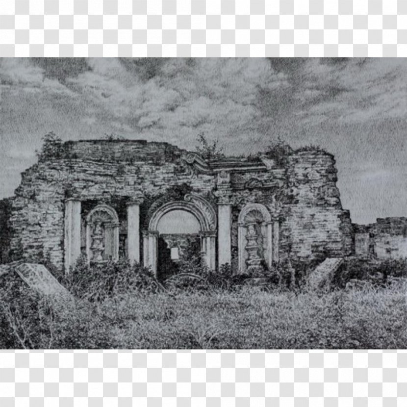 Ruins Middle Ages Almshouse Medieval Architecture Historic Site - Monochrome Photography - Watercolor Palace Transparent PNG